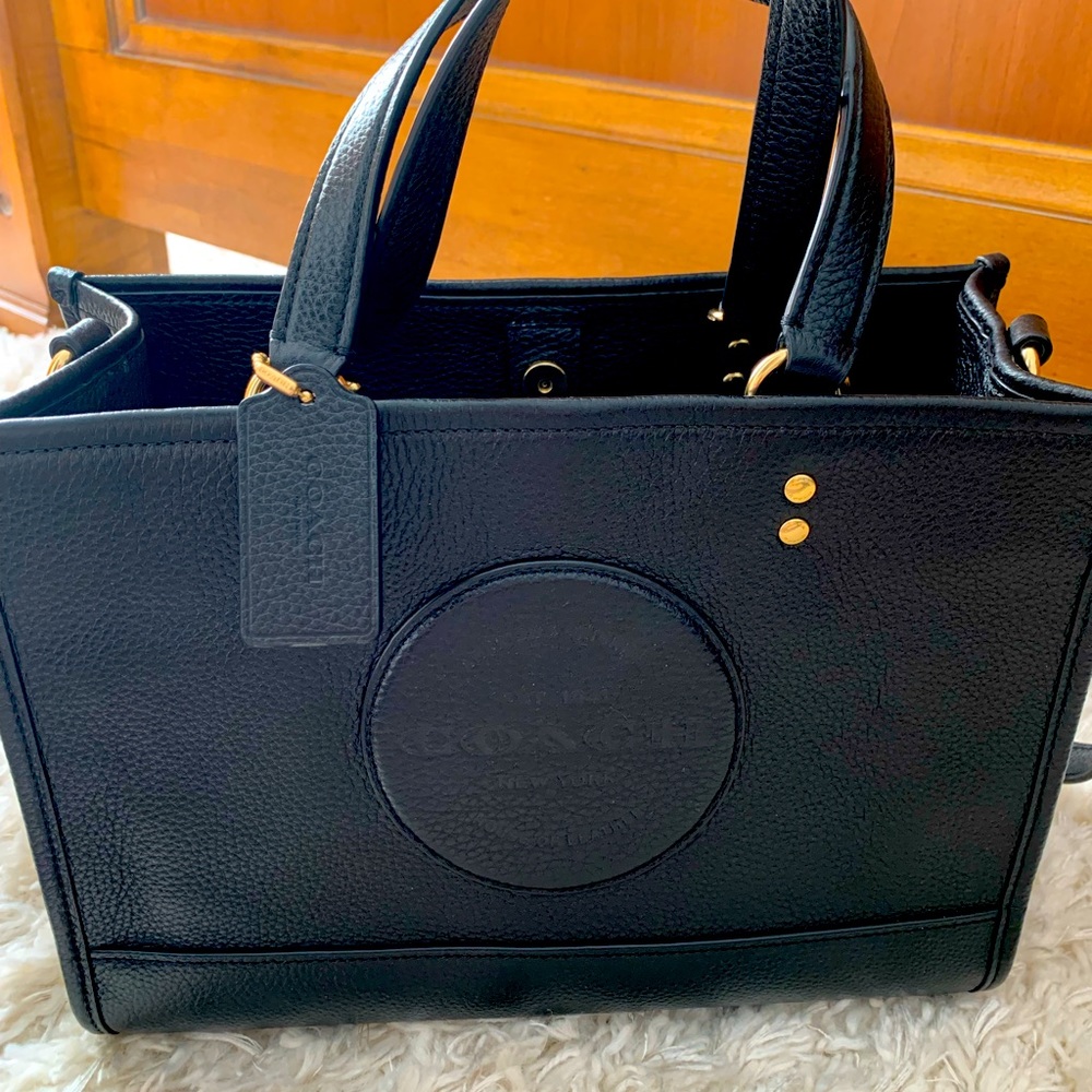 Coach black Dempsey carryall bag satchel crossbody black leather with gold